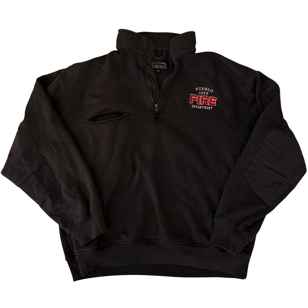 Tri-Mountain Navy, Pueblo City Fire Department, Quarter Zip Up Sweatshirt- XL